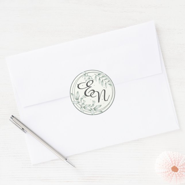 Rustikale Hochzeitstickereien mit roten Blätter Runder Aufkleber (Umschlag)