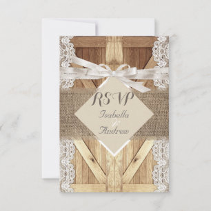 Rustikale Hochzeitstür Beige Weißholzholz-UAWG RSVP Karte