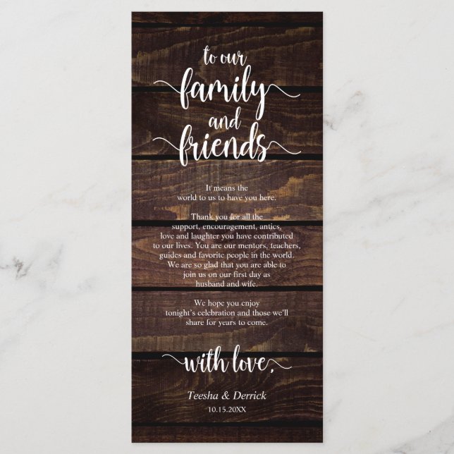 Rustikale Hochzeitsumgebung dank Karte (Vorderseite)