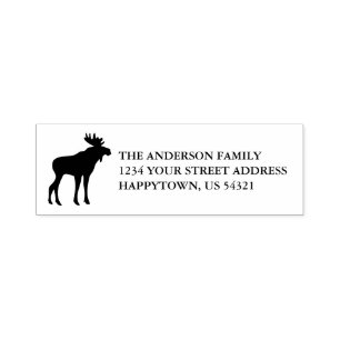 Rustikale Holiday Moose Familienname Rücksendeadr Permastempel