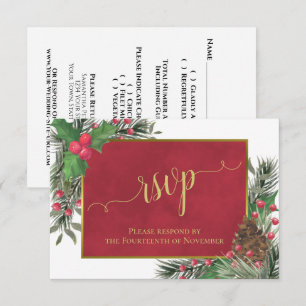 Rustikale Holly & Pine Feiertags- oder Weihzeit-Ho RSVP Karte