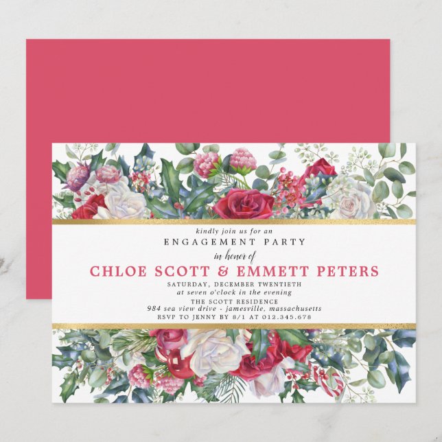 Rustikale Holys Winter Engagement Party Einladung (Vorne/Hinten)