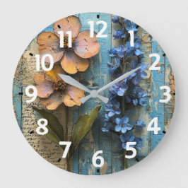 Rustikale Holz-Acryl-Wanduhr Große Wanduhr