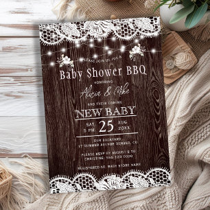 Rustikale Holz-BBQ-Paare-Baby-Party Einladung