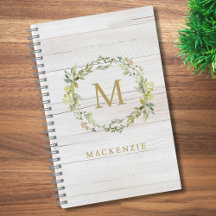 Rustikale Holz-Blumen-Wasserfarbe-Monogramm