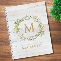 Rustikale Holz-Blumen-Wasserfarbe-Monogramm