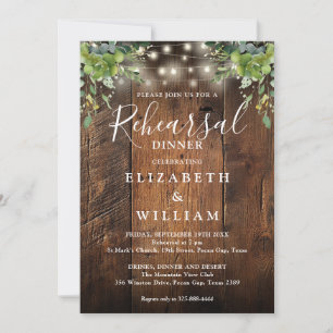 Rustikale Holz-Blumenlichter Hochzeitsprobe Abende Einladung