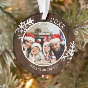 Rustikale Holz-Familien-Weihnachten Ornament