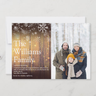 Rustikale Holz-Familien-Weihnachtsbild-Definition Feiertagskarte