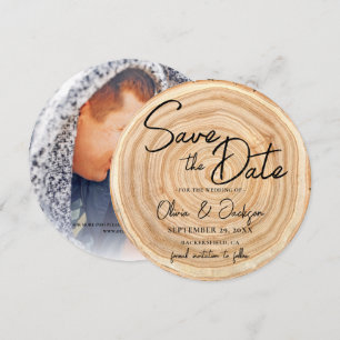Rustikale Holz-Foto-Hochzeit - Save-the-Date-Karte Einladung