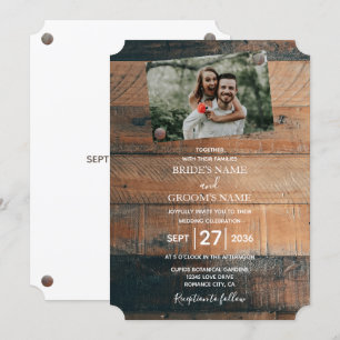 Rustikale Holz-Foto-Hochzeitseinladungen Einladung