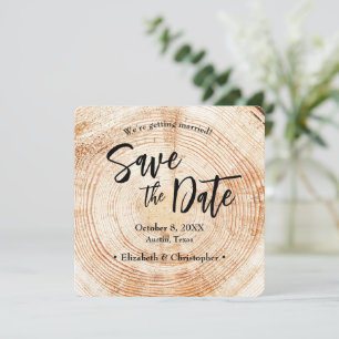 Rustikale Holz Hochzeit Save the Date mit Webseite Einladung