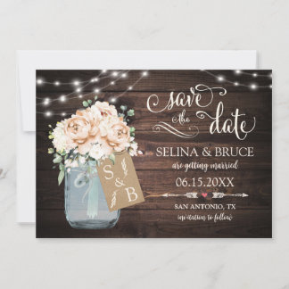 Rustikale Holz-Hochzeitseinladung 'Save the Date' Einladung