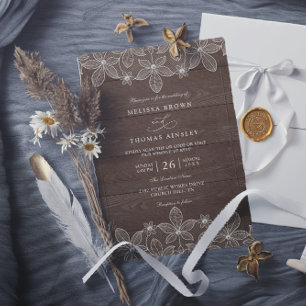 Rustikale Holz-Land-Lace-Elegante QR-Code-Hochzeit Einladung