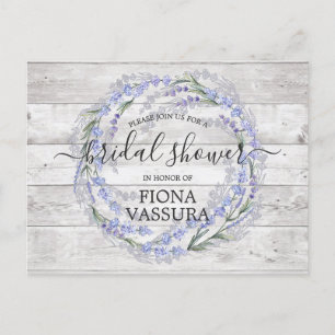 Rustikale Holz-Lavendel-Blumen-Braut-Shower Einladungspostkarte