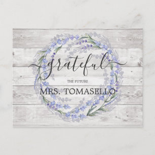Rustikale Holz-Lavendel-Brautabschied-Dankeschön Postkarte