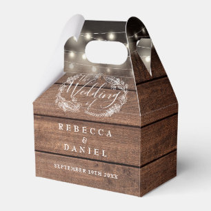 Rustikale Holz-Lichterketten für die Hochzeit mit Geschenkschachtel