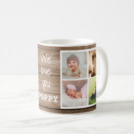 Rustikale Holz-Liebe Sie Mohn 8 FotoCollage Kaffeetasse