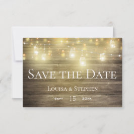 Rustikale Holz- & Lights Mason Jar Save the Date K