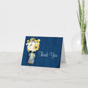 Rustikale Holz-Mason-Glas-Wildblumen Dankeskarte
