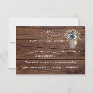 Rustikale Holz-Mason-Jar-Hochzeits-RSVP-Karte RSVP Karte