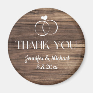 rustikale Holz-Minimal-Danke-Hochzeitsringe Magnet