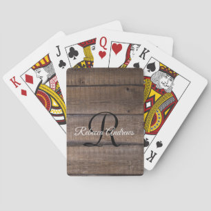 Rustikale Holz Monogrammierte Klassische Spielkart Spielkarten