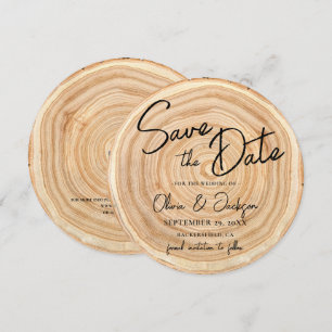 Rustikale Holz-QR-Code-Hochzeit - Save-the-Date-Ka Einladung