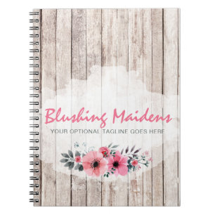 Rustikale Holz-Schabby-Chic-Rosen Anemone Blumen Notizblock