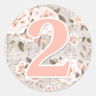 Rustikale Holz- & Shabby-Chic-Rosen 2. Geburtstags Runder Aufkleber