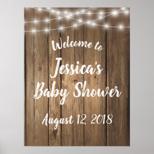Rustikale Holz-Stich-Lichter Event Baby Shower Hoc Poster