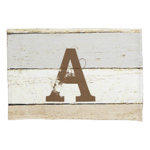 Rustikale Holz- und Buchstaben-Kissenhülle Kissenbezug