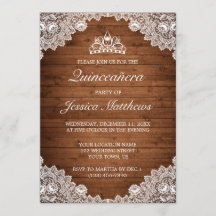 Rustikale Holz- und weiße Spitzen-Tiara Quinceañer