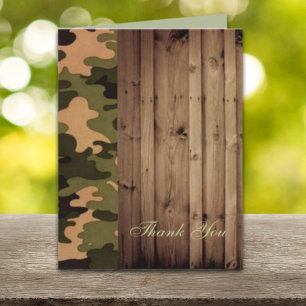 rustikale Holz Western Camo Hochzeit Danke