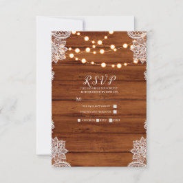 Rustikale Holzbalken und Streichellichter Hochzeit RSVP Karte