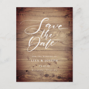 Rustikale Holzbauernhochzeit - Save-the-Date-Karte Postkarte