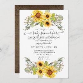 Rustikale Holzblume Kinderdusche Wasserfarbe Einladung