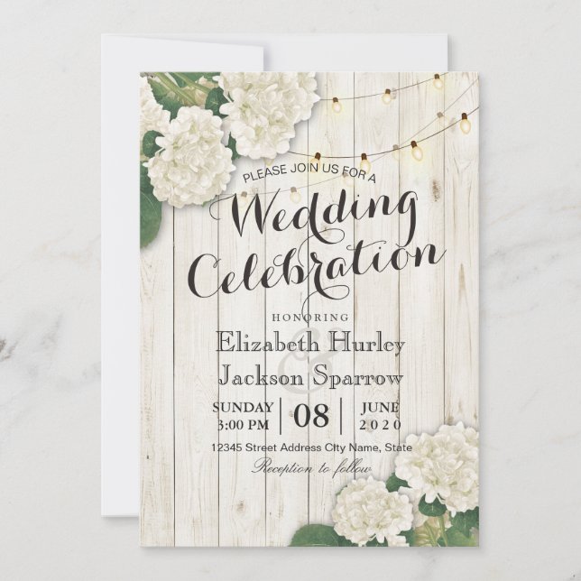 Rustikale Holzblumen-Streicheleien Einladung (Vorderseite)