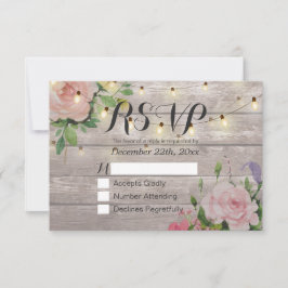 Rustikale Holzblumen-String Light Wedding RSVP Ant