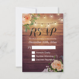 Rustikale Holzblumen-String Light Wedding RSVP Ant