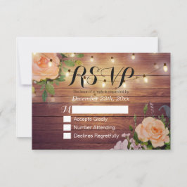 Rustikale Holzblumen-String Light Wedding RSVP Ant