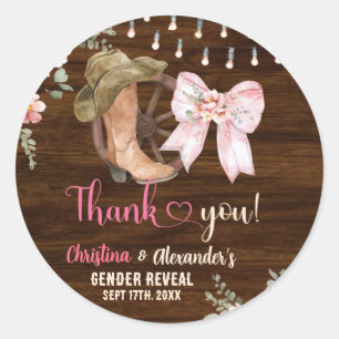 Rustikale Holzblütenstiefel oder Bows - Liebesmark Runder Aufkleber