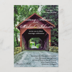 Rustikale Holzbrücke Einladung zur Hochzeit