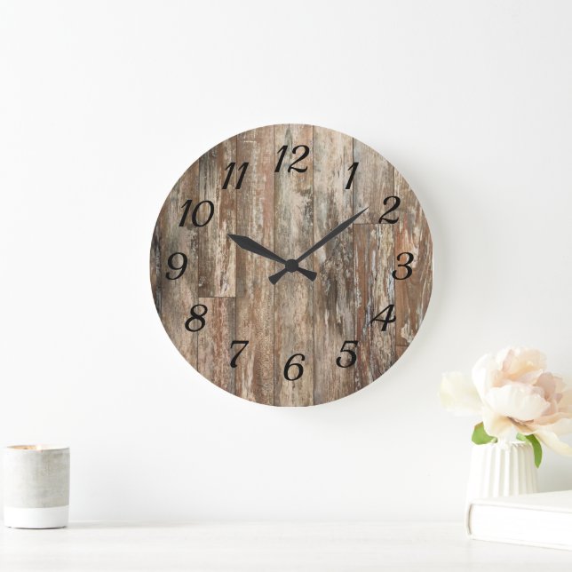 rustikale Holzdekoration Große Wanduhr (Zuhause)