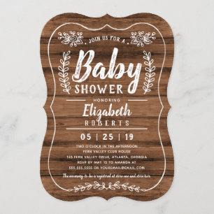Rustikale hölzerne Babyparty-Einladung Einladung