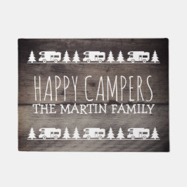 Rustikale hölzerne glückliche Lagerbewohner Fußmatte