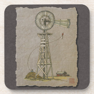 Rustikale hölzerne Windmühle Untersetzer