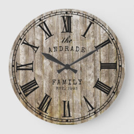 Rustikale Holzfamilie Name römisches Bauernhaus Große Wanduhr