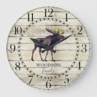 Rustikale Holzfamilie Walking Elche große Uhr