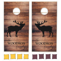 Rustikale Holzfamilie Walking Elk Cornhole Set